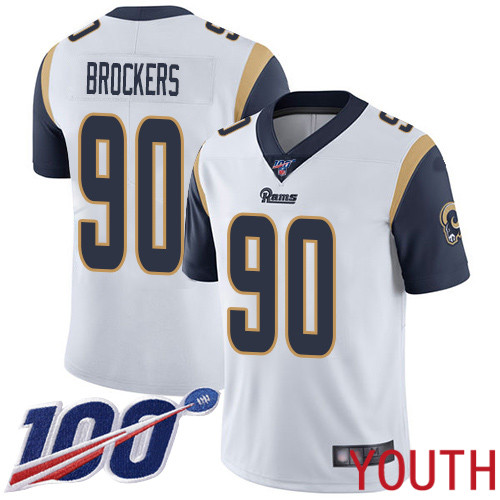 Los Angeles Rams Limited White Youth Michael Brockers Road Jersey NFL Football #90 100th Season Vapor Untouchable->youth nfl jersey->Youth Jersey